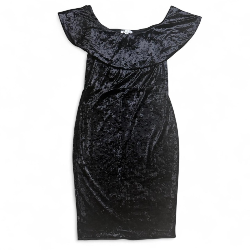 Halston Heritage Black Velvet Midi Dress